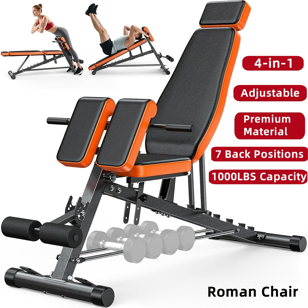 Ensemble de banc de musculation tout-en-un 8 en 1, réglable et pliable, banc de fitness professionnel avec support pour barre, pupitre à biceps et appareil pour les jambes, capacité de 400 kg, pour un entraînement complet du corps à domicile.