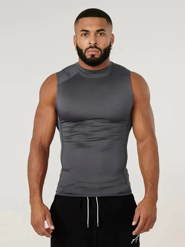New Fitness Clothes Sports Vests Muscle Tight-fitting Clothes Men's High-elasticity Solid Color Training Clothes Sleeveless Tops