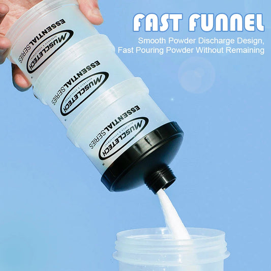 3-layer Portable Protein Powder Box Funnel Powder Box Fitness Supplement Bottle Individual Layers Storage Pill Box Snack Jars