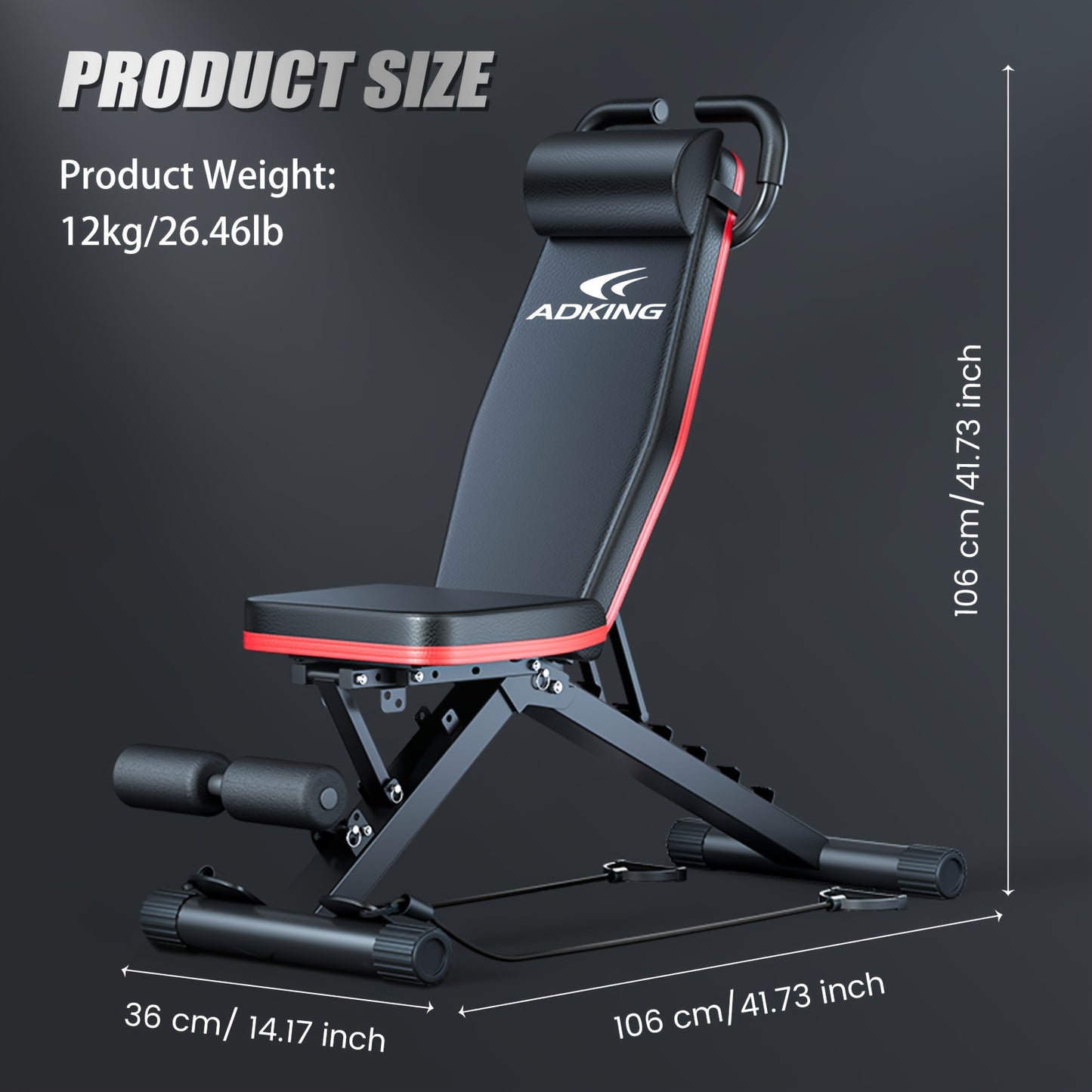 Adjustable Weight Bench, Utility Workout Bench Foldable Incline Decline Benches for Home Gym Full Body Workout, Load 770LBS, Adjustable Bench for Weights, Weight Lifting Bench, Weight Bench for Home Workouts, Sit Up Exercise