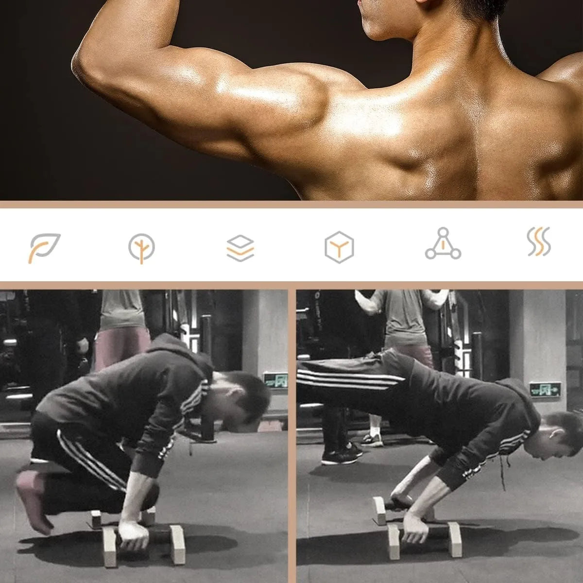 2x Push up Bars Stands Calisthenics Bars Portable Push Up Board Anti Slip Wood Workout Equipment For HomeGym Muscle Training