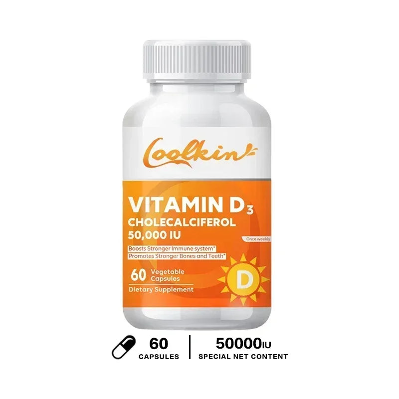 Vitamine D3 50 000 UI - Favorise la santé musculaire, la solidité des os et le bon fonctionnement du système nerveux, et soutient le système immunitaire.