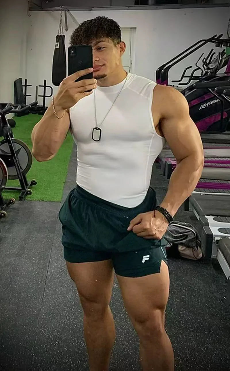 New Fitness Clothes Sports Vests Muscle Tight-fitting Clothes Men's High-elasticity Solid Color Training Clothes Sleeveless Tops