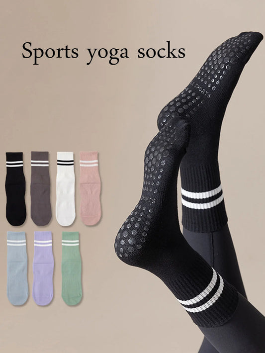 1 pair of yoga socks, women's mid length socks, spring and autumn fitness socks, anti slip floor socks, sports socks