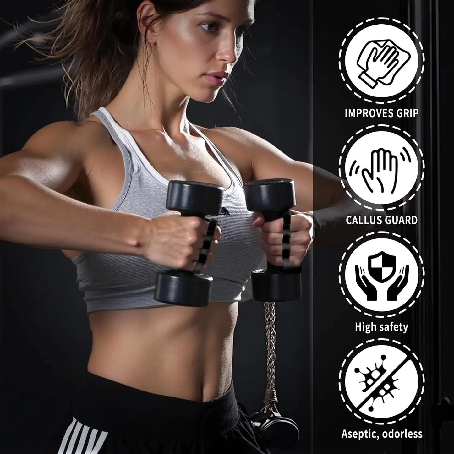 Finger Grip Strength Gym Hand Grips for Weight Lifting Rubber Anti-Slip Workout Gloves Gym Grips for Men Women Training Exercis