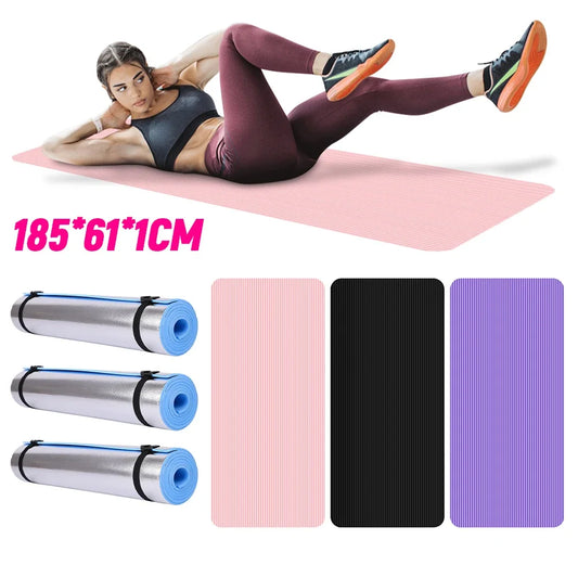 Tapis de yoga antidérapant, tapis d'exercice épais et uni, tapis de fitness multifonctionnel pour la maison et la salle de sport.