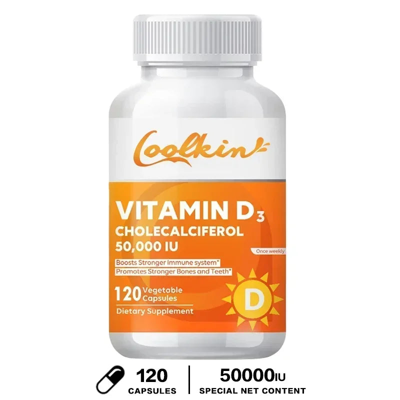 Vitamine D3 50 000 UI - Favorise la santé musculaire, la solidité des os et le bon fonctionnement du système nerveux, et soutient le système immunitaire.