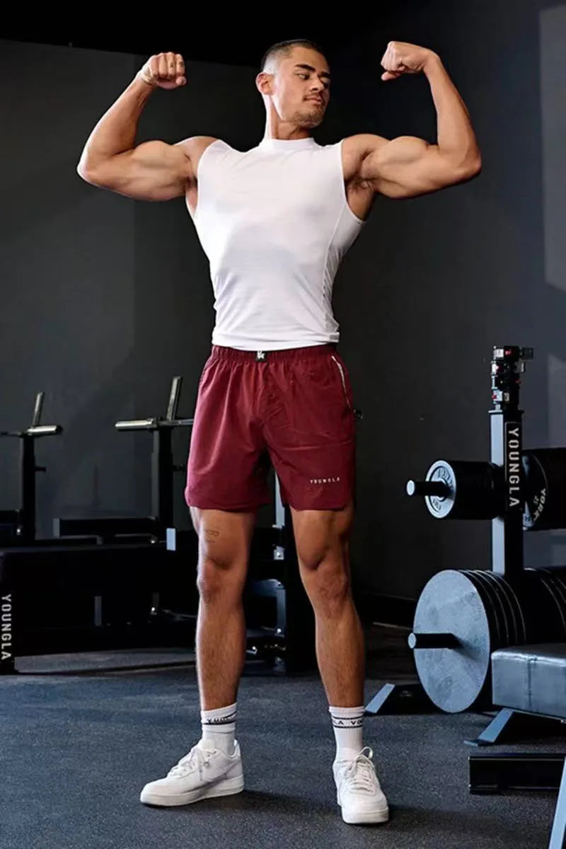 New Fitness Clothes Sports Vests Muscle Tight-fitting Clothes Men's High-elasticity Solid Color Training Clothes Sleeveless Tops