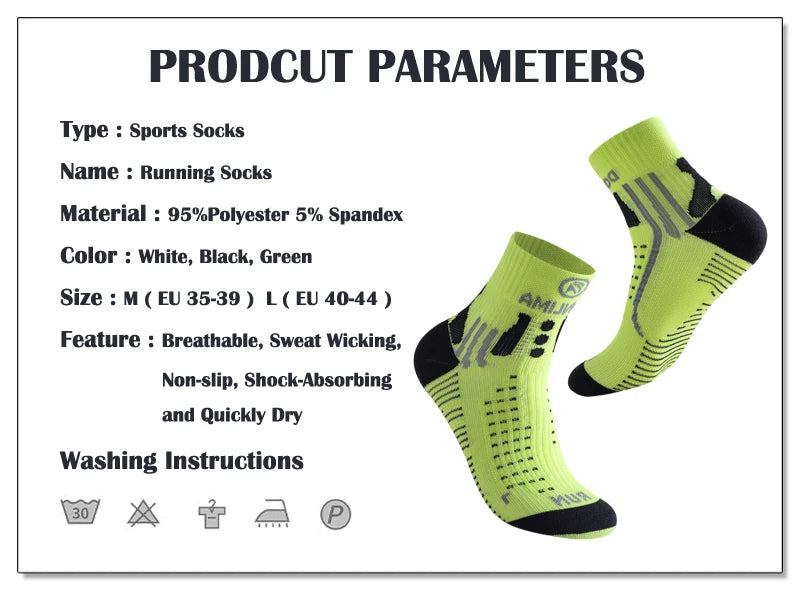 Fitness Sports Socks Men Women Middle Tube Non-Slip Quick-Drying Breathable Running Marathon Basketball Training Socks