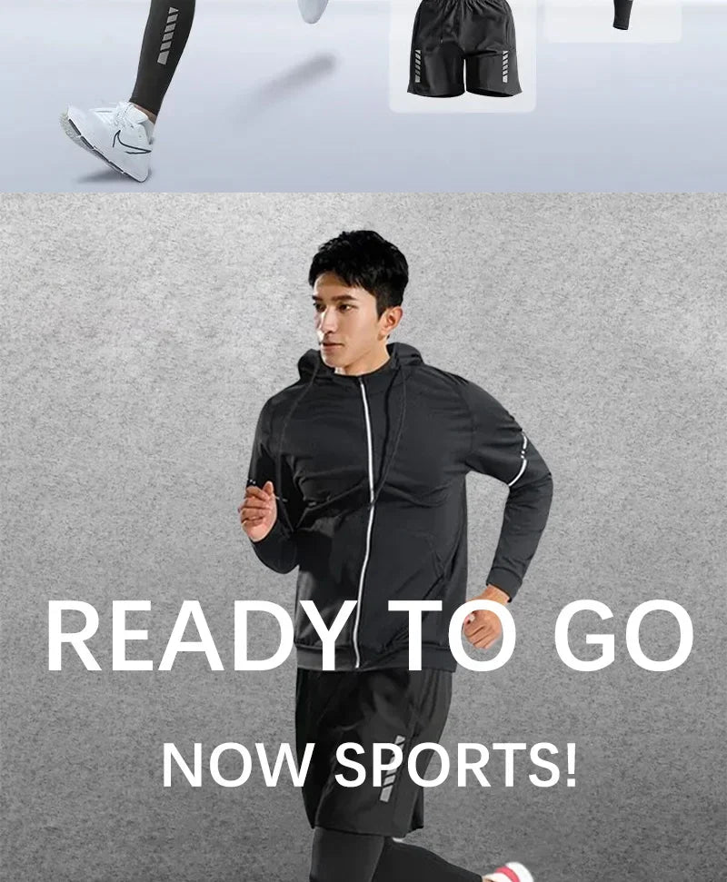 Sports Suits Men's Fitness Clothes Night Running Autumn Tight-fitting Quick-drying Clothes Cycling Training Clothes Equipment