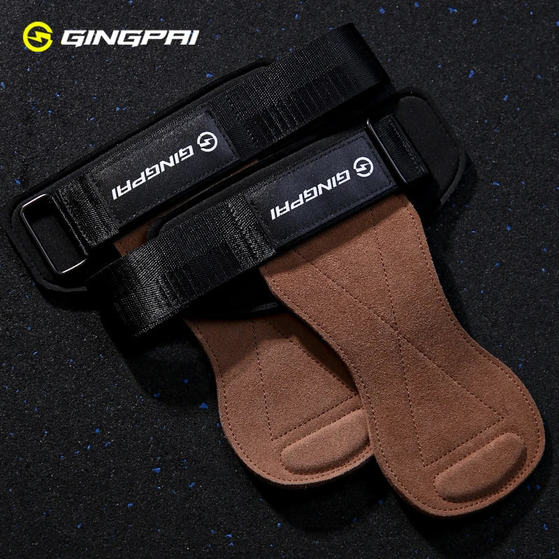 Gym Grips For Men Women Cowhide Palm Guards Weightlifting Fitness Workout Gloves Grips with Wrist Wraps Training Equipment