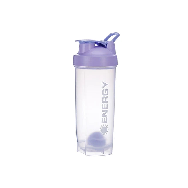 Bouteille shaker portable de 500/700 ml avec bille de mélange, idéale pour les boissons protéinées et les gourdes avant l'entraînement, sans BPA.