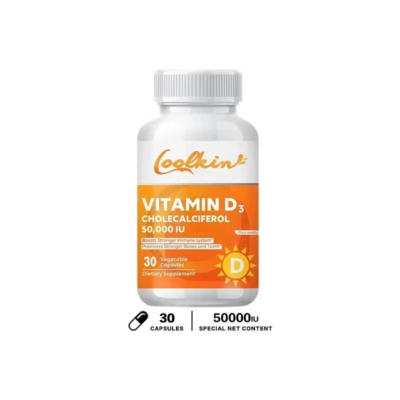 Vitamine D3 50 000 UI - Favorise la santé musculaire, la solidité des os et le bon fonctionnement du système nerveux, et soutient le système immunitaire.