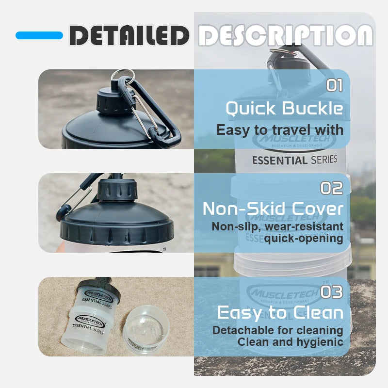 3-layer Portable Protein Powder Box Funnel Powder Box Fitness Supplement Bottle Individual Layers Storage Pill Box Snack Jars