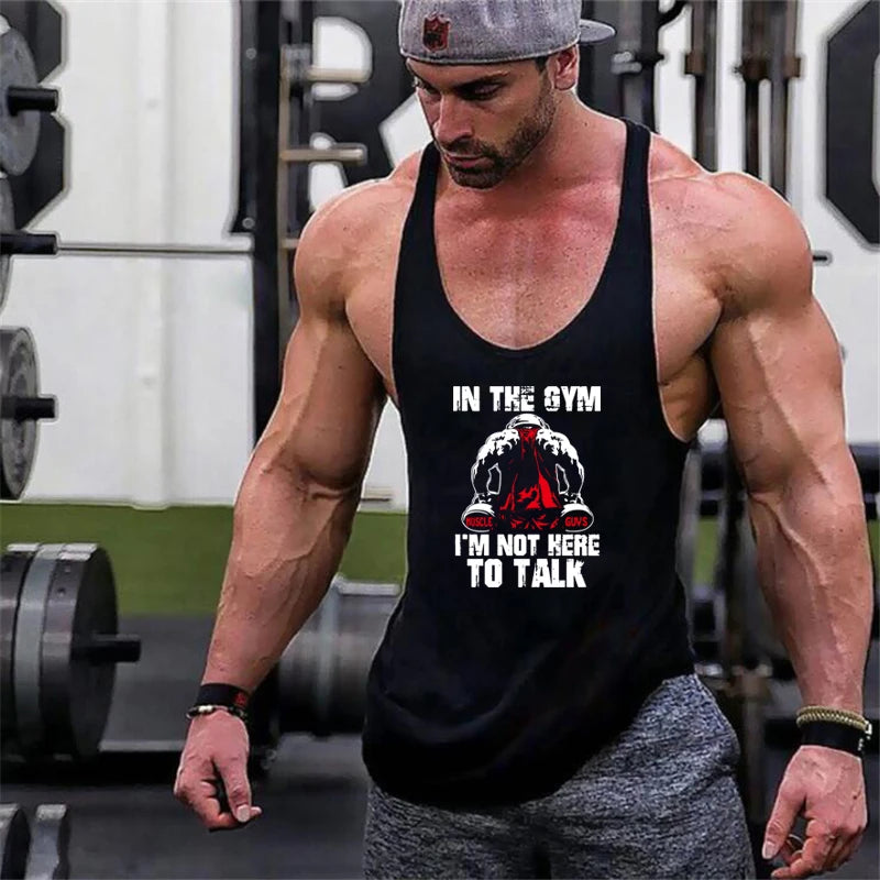 Débardeur de sport fitness été tendance, marque décontractée, sans manches, coupe ample, t-shirt