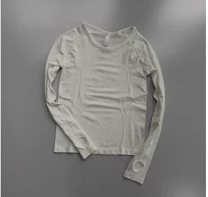 Yoga Clothes Sports Tops Women's Round Neck Long Sleeves Seamless Slimming Breathable Running Pula Speed Drying Fitness Clothes