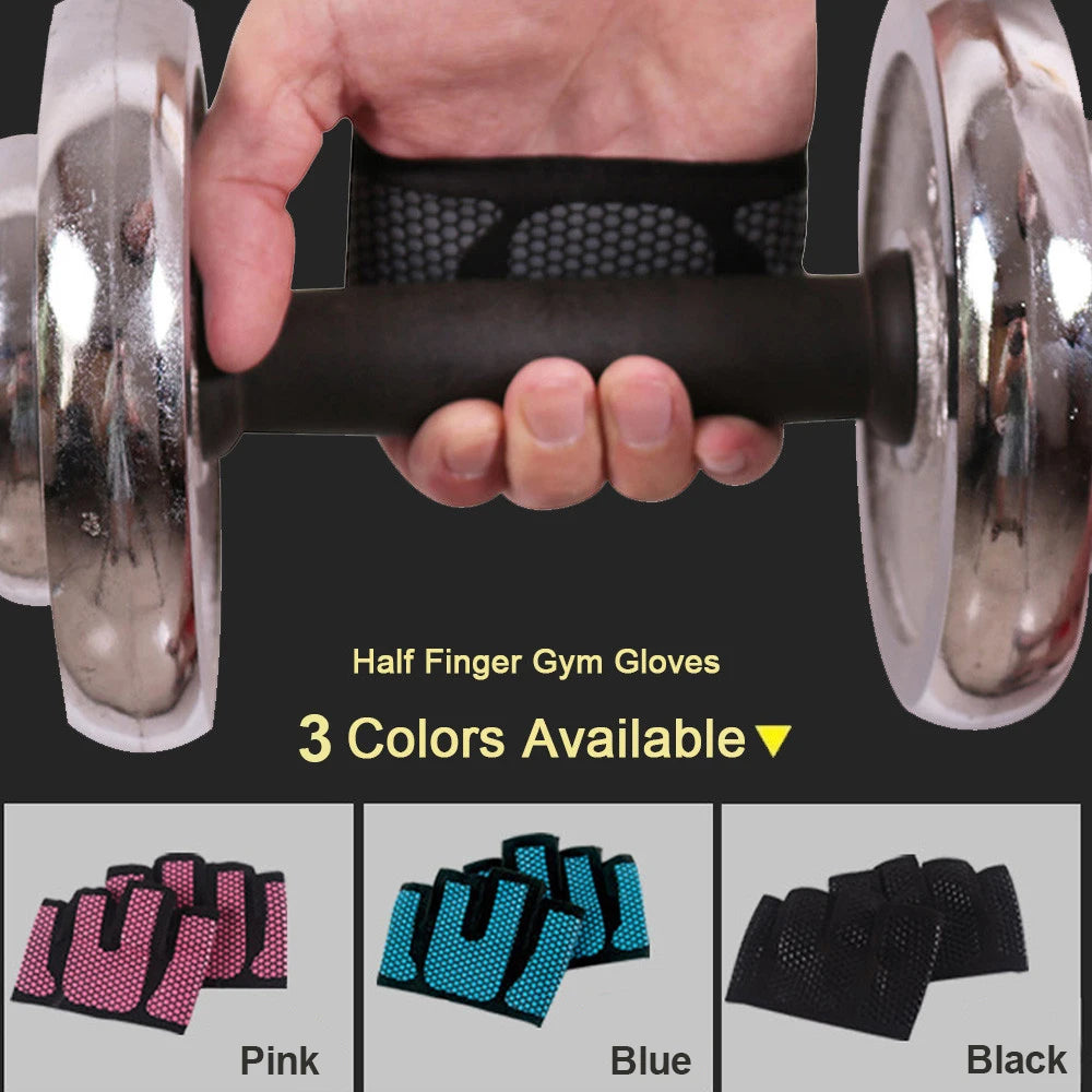 Gants de fitness demi-doigts pour hommes et femmes, antidérapants, en silicone, pour l'entraînement, les tractions et la musculation, protection des paumes.