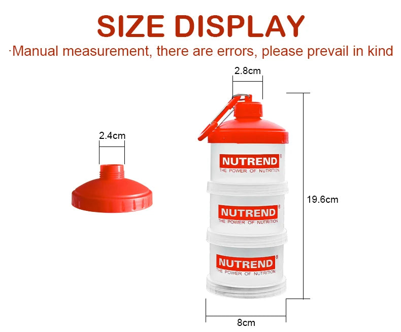 3-layer Portable Protein Powder Box Funnel Powder Box Fitness Supplement Bottle Individual Layers Storage Pill Box Snack Jars