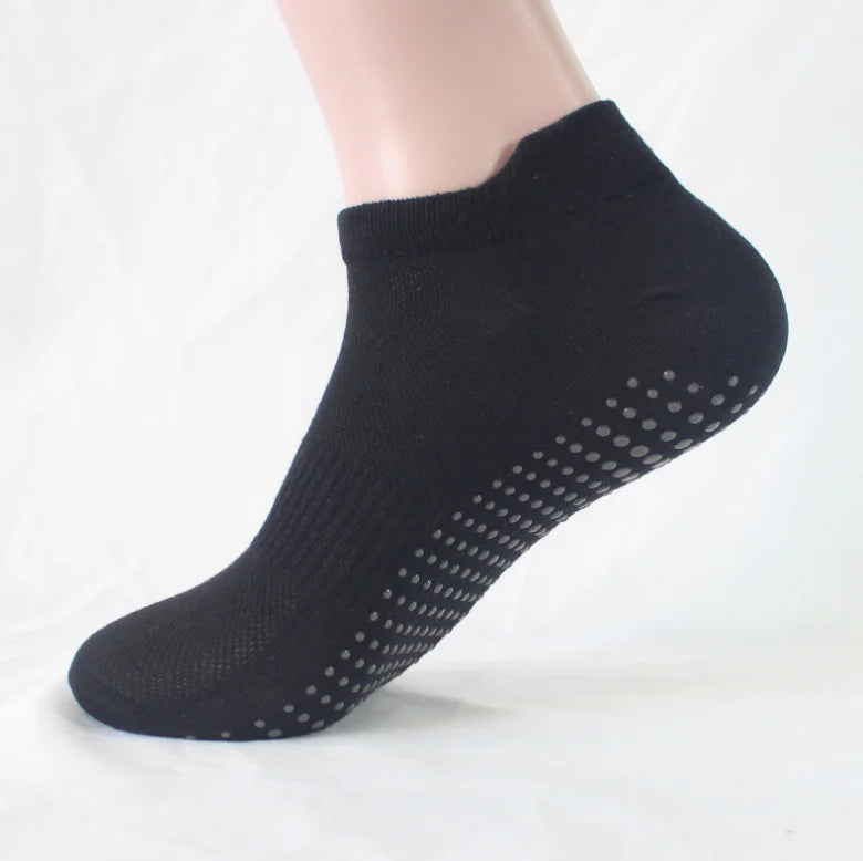 4 Pairs Women Yoga Socks Sports Anti Slip Silicone Fitness Professional Training Running Pilates Protecting Heel Ear Short Socks