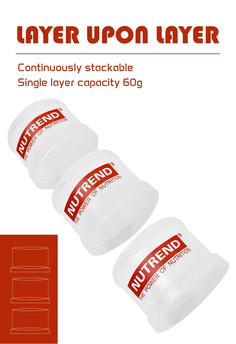 3-layer Portable Protein Powder Box Funnel Powder Box Fitness Supplement Bottle Individual Layers Storage Pill Box Snack Jars