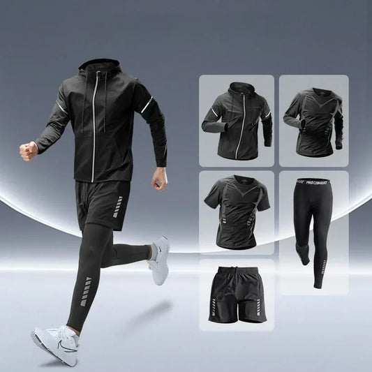 Tenues de sport pour hommes, vêtements de fitness, vêtements de course nocturnes, vêtements d'automne moulants à séchage rapide, vêtements d'entraînement pour le cyclisme, équipement