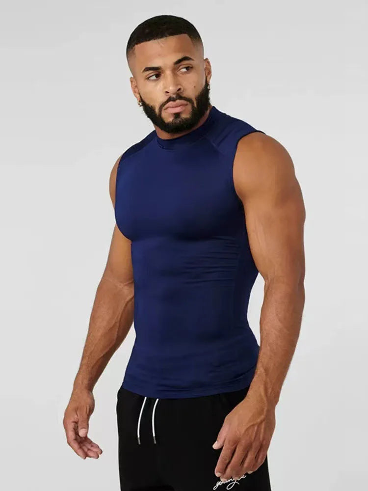 New Fitness Clothes Sports Vests Muscle Tight-fitting Clothes Men's High-elasticity Solid Color Training Clothes Sleeveless Tops