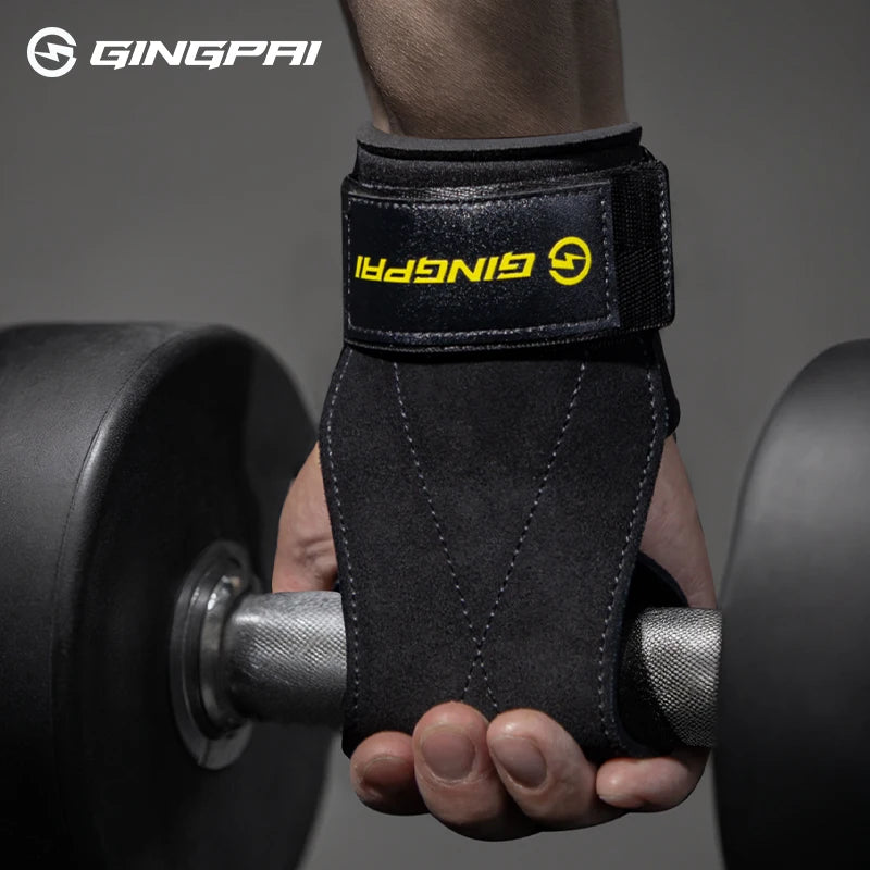 Gym Grips For Men Women Cowhide Palm Guards Weightlifting Fitness Workout Gloves Grips with Wrist Wraps Training Equipment