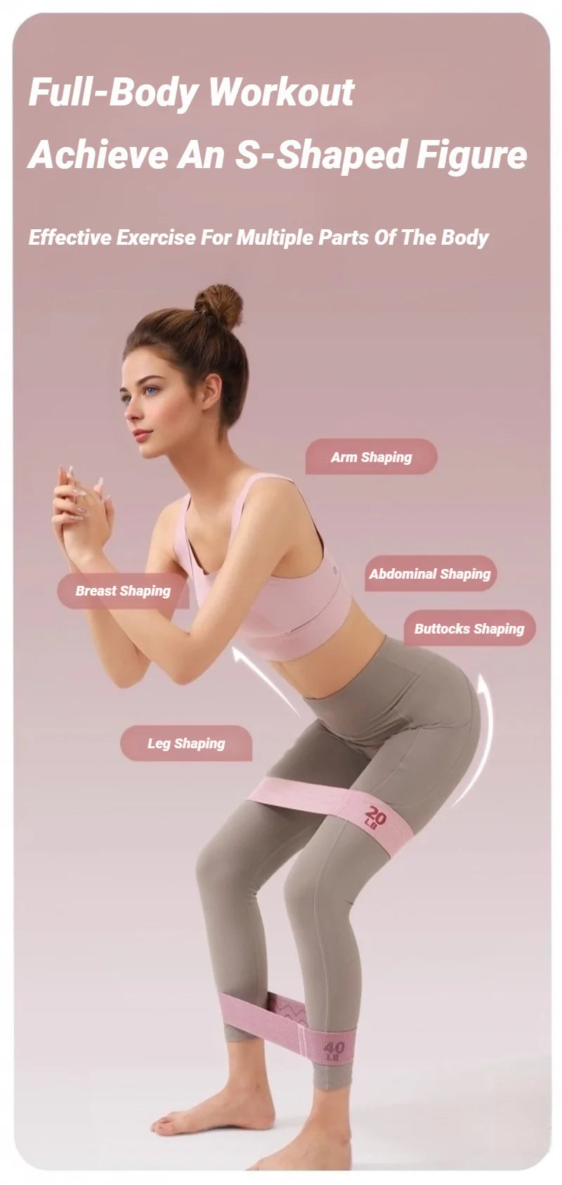 Elastic Workout Bands Anti-Slip Squat Portable Glute Thigh Yoga Gym Equipment Resistance For Legs And Butt Hip Booty Fitness