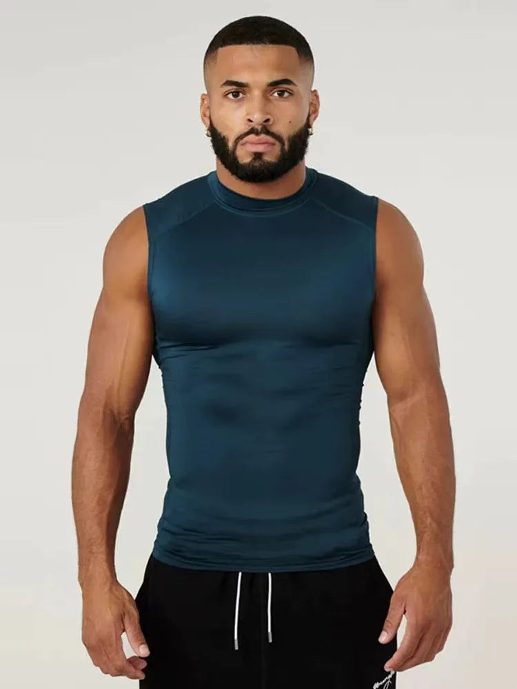 New Fitness Clothes Sports Vests Muscle Tight-fitting Clothes Men's High-elasticity Solid Color Training Clothes Sleeveless Tops