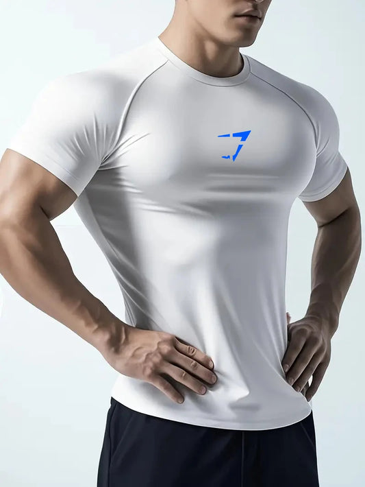 T-shirt de fitness à manches courtes, très élastique, à séchage rapide et respirant, idéal pour la course à pied et le fitness.