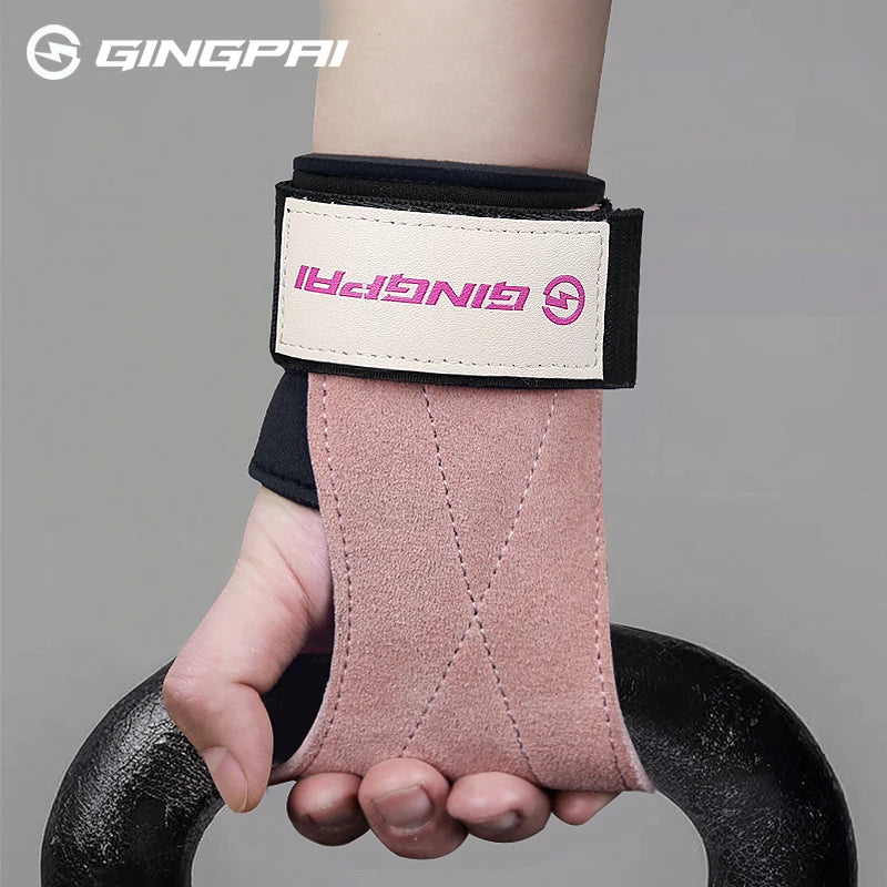 Gym Grips For Men Women Cowhide Palm Guards Weightlifting Fitness Workout Gloves Grips with Wrist Wraps Training Equipment