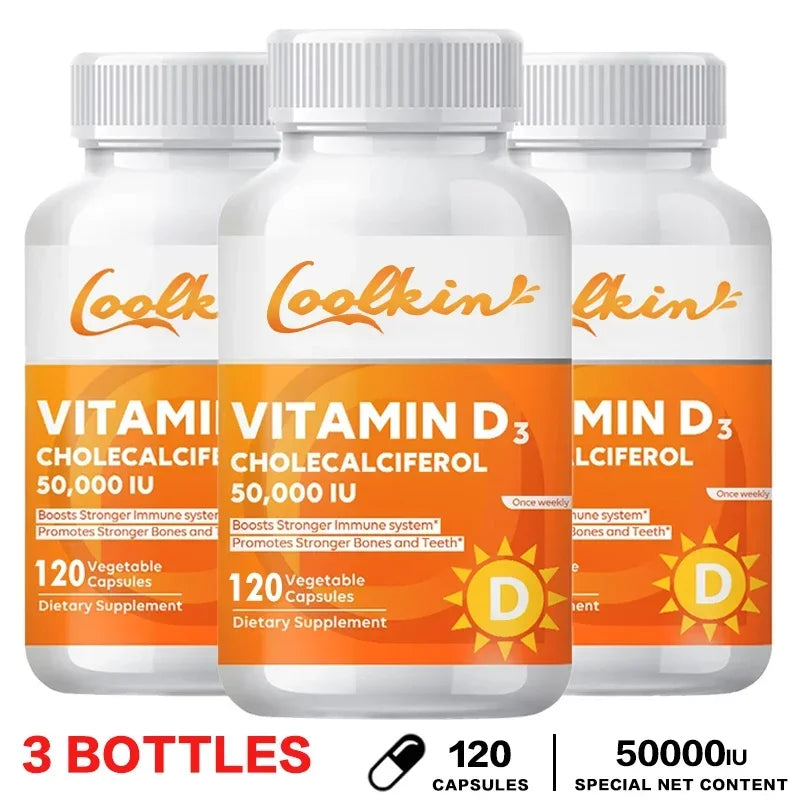 Vitamin D3 50000IU - Muscle Health, Strong Bones and Nervous System Health, Support Immune