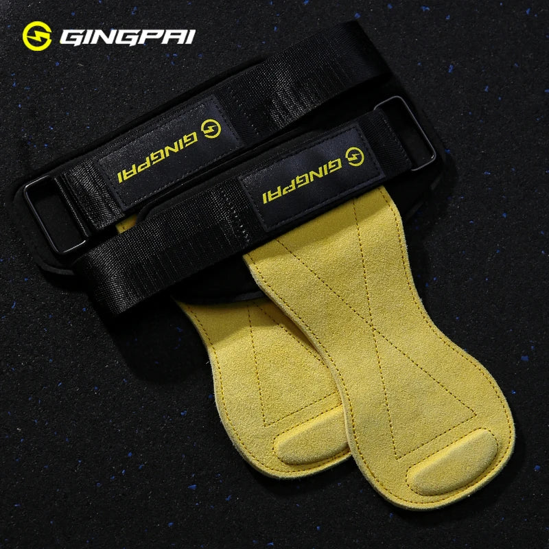 Gym Grips For Men Women Cowhide Palm Guards Weightlifting Fitness Workout Gloves Grips with Wrist Wraps Training Equipment
