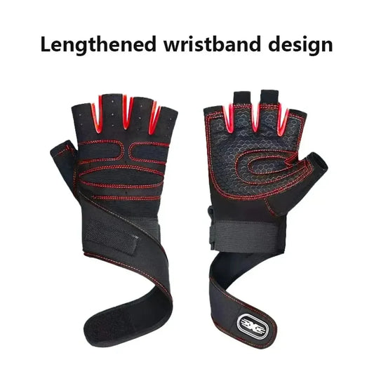 Gants de gym pour hommes et femmes, gants de musculation avec bracelet pour le fitness, l'haltérophilie, l'entraînement, le sport et le cyclisme, antichoc