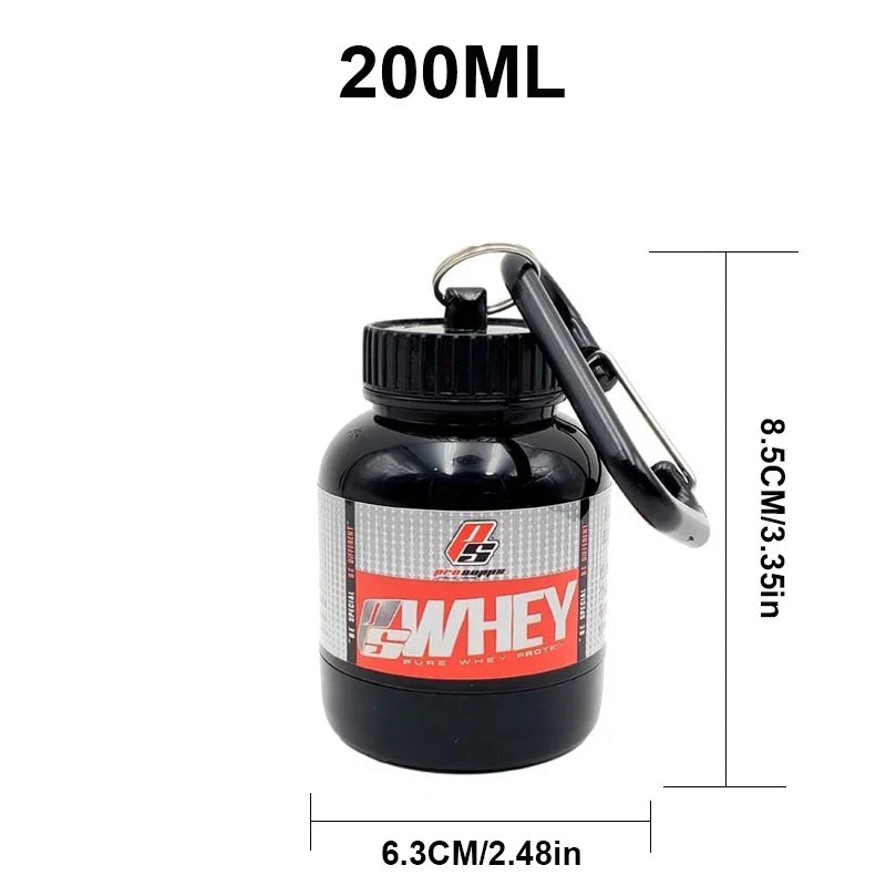 Flacon de stockage portable 100/200 ml pour compléments protéinés en poudre - Léger et étanche