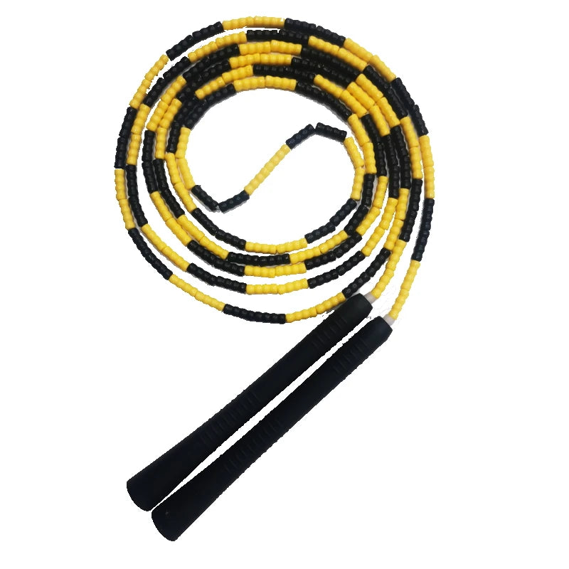 NEVERTOOLATE yellow black soft pvc good quality beaded jump rope 11ft 3m real length skipping rope fitness skill equipment