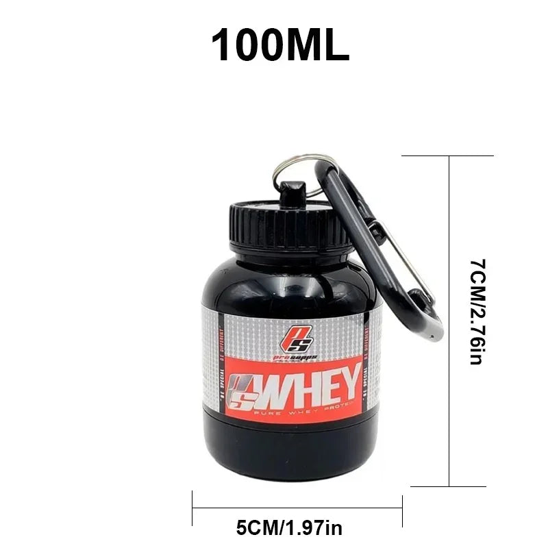 Flacon de stockage portable 100/200 ml pour compléments protéinés en poudre - Léger et étanche