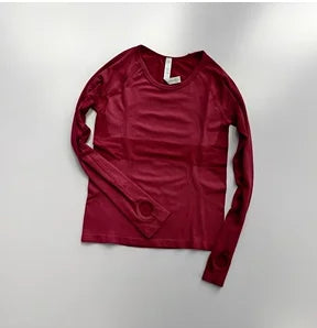 Yoga Clothes Sports Tops Women's Round Neck Long Sleeves Seamless Slimming Breathable Running Pula Speed Drying Fitness Clothes