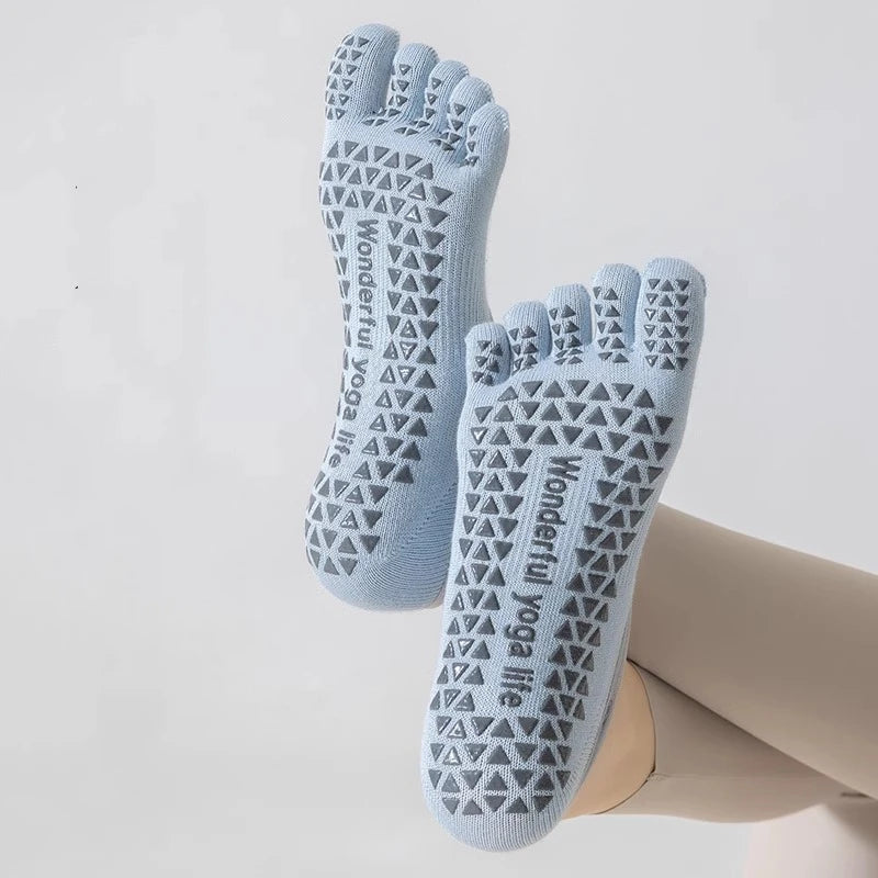 Women Yoga Sport Socks Five-Finger Invisible Indoor Fitness Anti-slip Shock-absorption Pilates Boat Socks Comfortable Breathab
