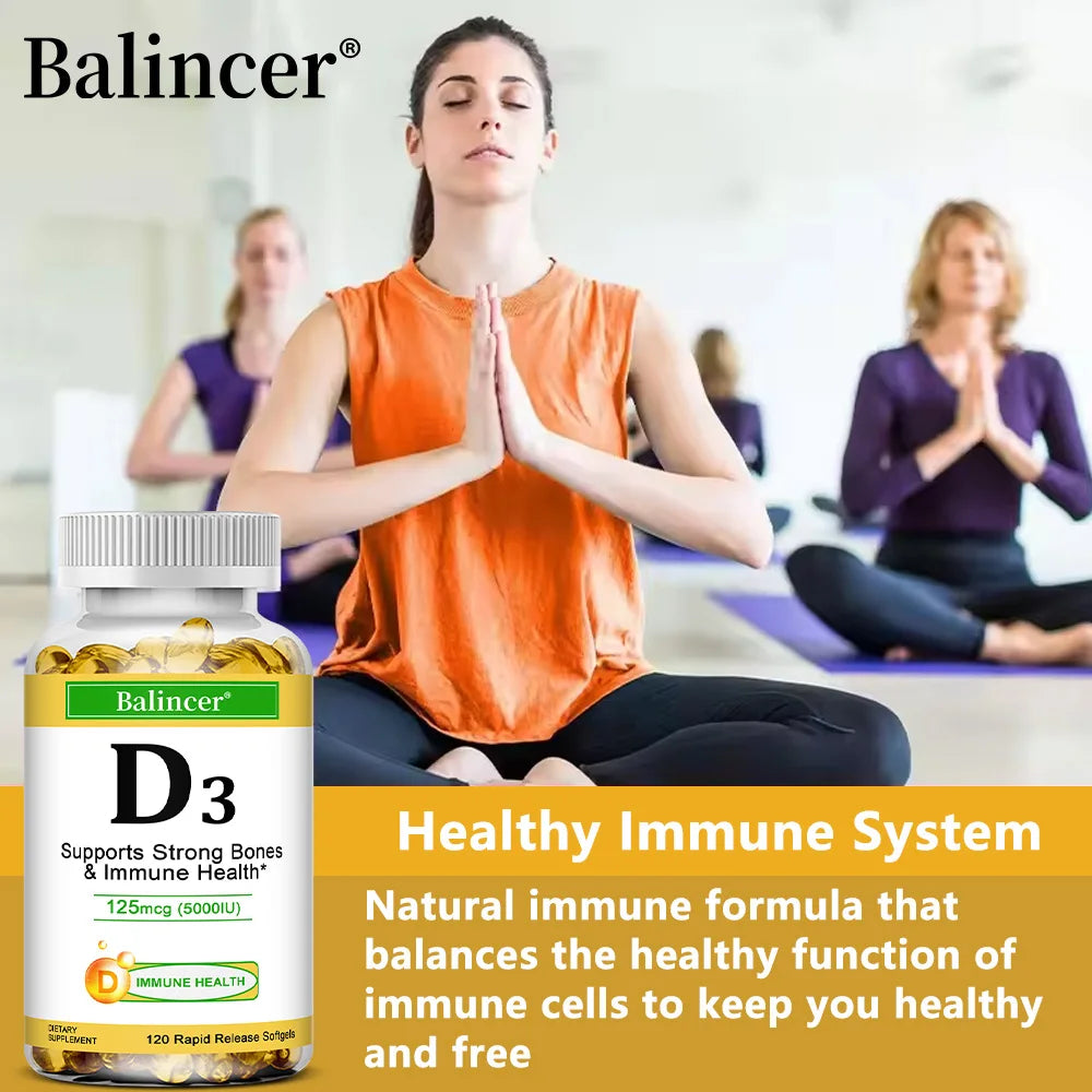 Vitamin D3 5000 IU - Supports Strong Bones & Immune Health - Gluten Free Non-GMO Vitamin D Supplement