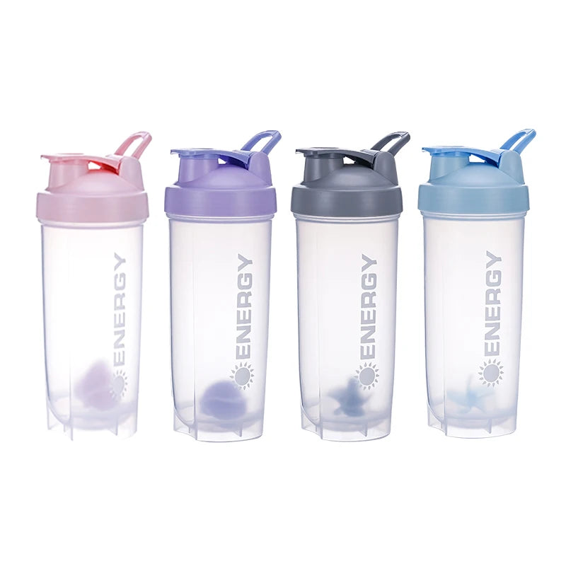 Bouteille shaker portable de 500/700 ml avec bille de mélange, idéale pour les boissons protéinées et les gourdes avant l'entraînement, sans BPA.