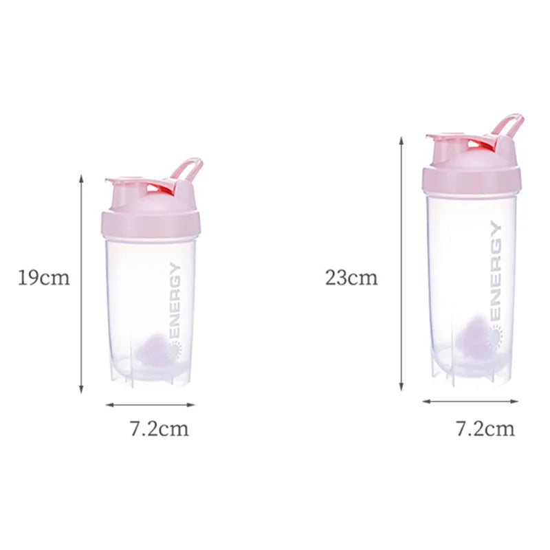 Bouteille shaker portable de 500/700 ml avec bille de mélange, idéale pour les boissons protéinées et les gourdes avant l'entraînement, sans BPA.