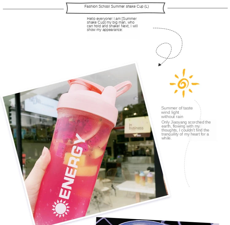 Bouteille shaker portable de 500/700 ml avec bille de mélange, idéale pour les boissons protéinées et les gourdes avant l'entraînement, sans BPA.