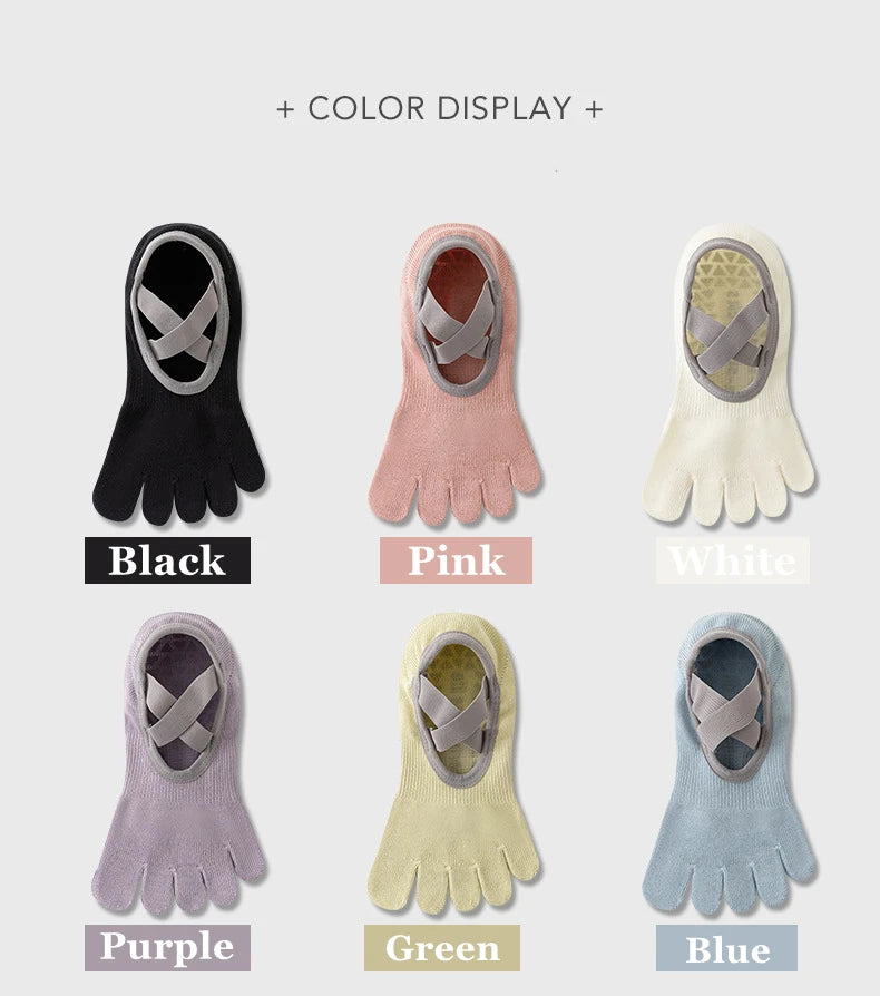 Women Yoga Sport Socks Five-Finger Invisible Indoor Fitness Anti-slip Shock-absorption Pilates Boat Socks Comfortable Breathab