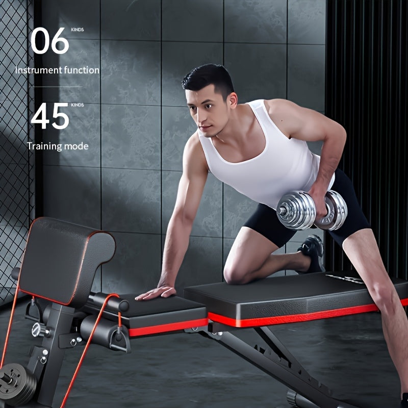 Adjustable Weight Bench - Practical Fitness Bench For Exercise, Simple Installation Design, 13 Ways To Exercise, Portable Fitness Strength Training Equipment For Home Gyms, Weight 600 Pounds, Complimentary Tension Rope