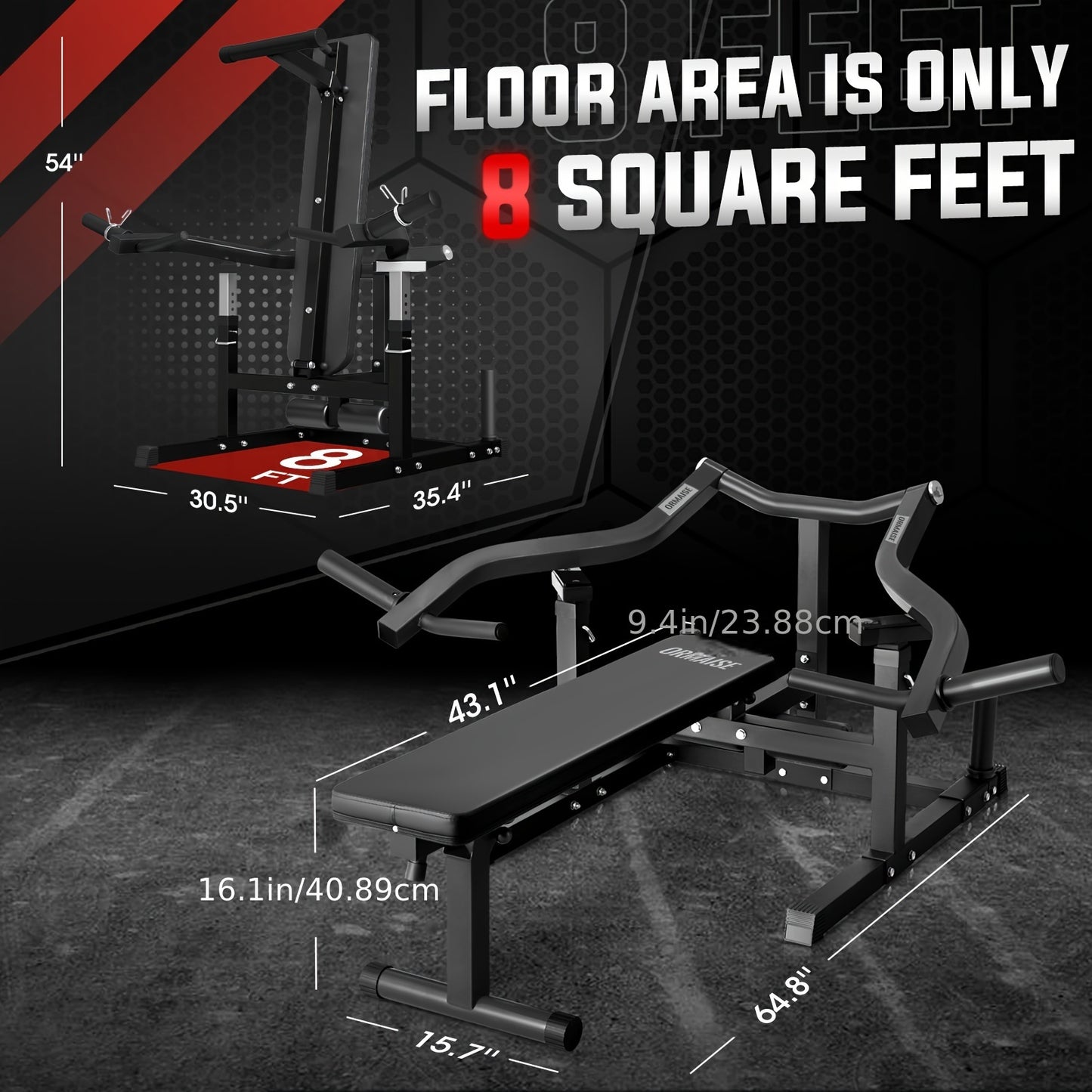 1250LBS Heavy-Duty Chest Press Machine - Adjustable Independent Converging Arms, Multi-Angle Flat Incline Fitness Bench for Home Gym Workouts, Space-Saving Design, Ergonomic Seat and Backrest